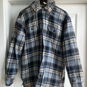 Plaid insulated-hooded jacket